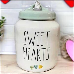 NWT Rae Dunn ‘SWEET HEARTS’ Valentine Canister With Watercolor Conversation Hear